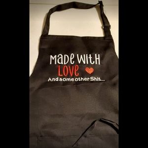 Black Apron  Embroidered Made With Love